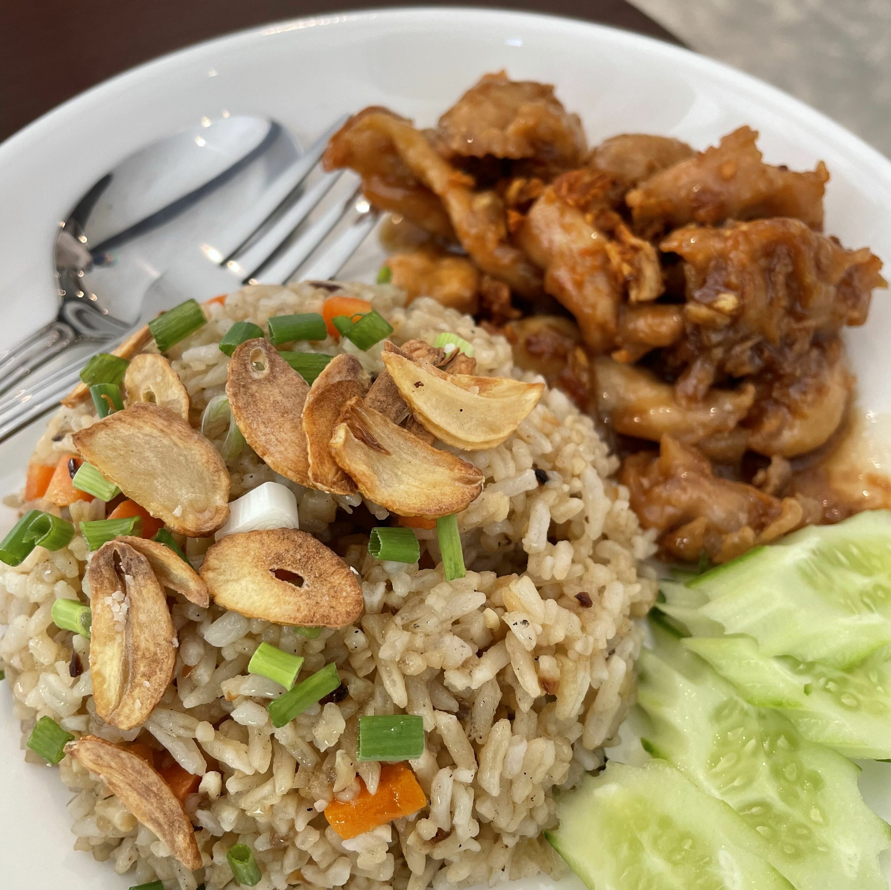 ข้าวผัดกระเทียม ไก่กระเทียม